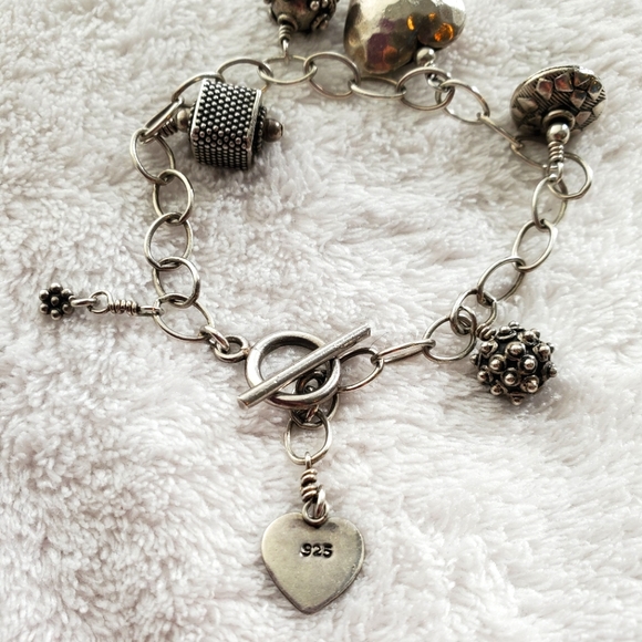 Sterling Silver Chain Link Bracelet with attached Charms - Picture 5 of 5